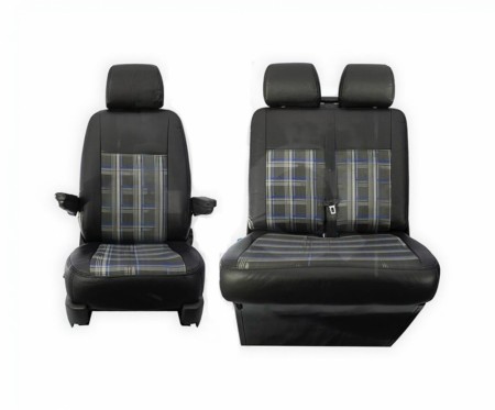 Setetrekk GTI-style blå 1 + 2 VW T5.1-T6.1