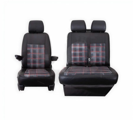 Setetrekk GTI-style rød 1 + 2 VW T5.1-T6.1