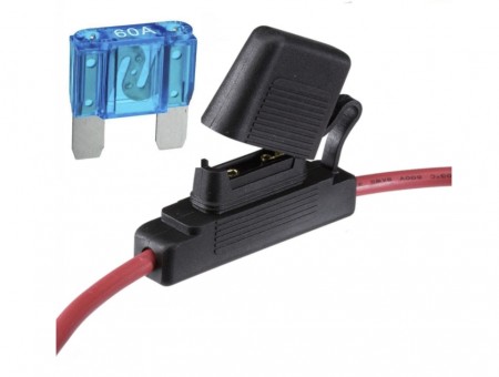 Sikringsholder Maxi  m/60A sikring og 15cm kabel