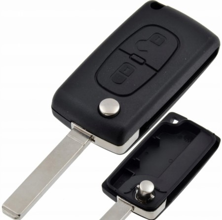 Nøkkelskall Peugeot 2 knapper. Glatt sverd (batteri på kretskortet)