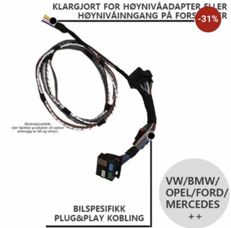 Plug & play kabelsett Quadlock VW/BMW/OPEL/FORD/MERCEDES +++